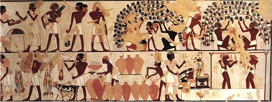 Kopie einer Szene im theb. Grab des Chaemwaset (TT 261), die die Weinherstellung zeigt, Neues Reich