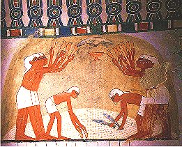 Dreschen des Getreides, Szene aus dem Grab des Nacht in Theben-West, Neues Reich, 18. Dynastie